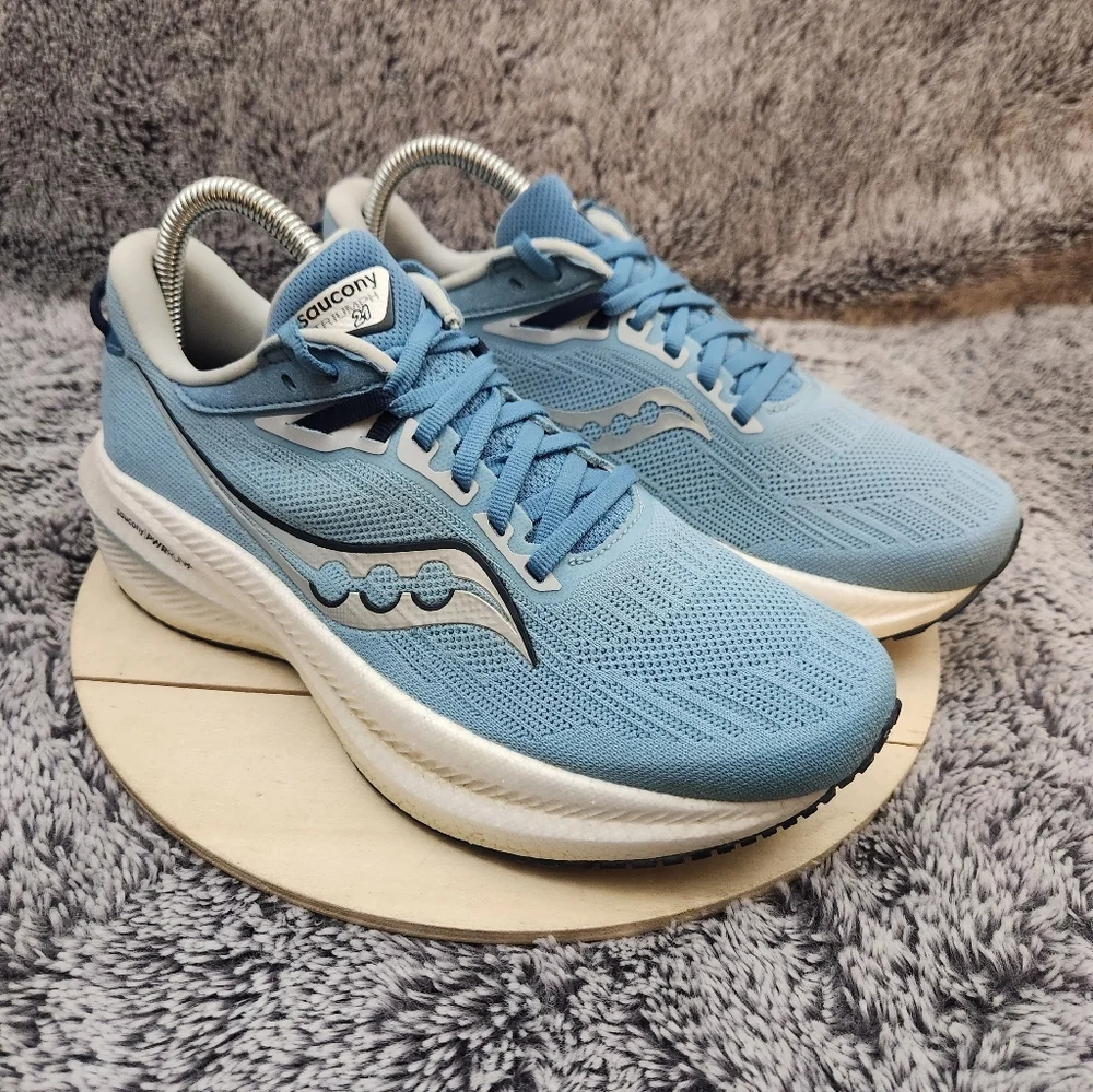 Saucony Triumph 21 Bluelight Mauve Running Shoes Women's Size 7.5 - Picture 1 of 9